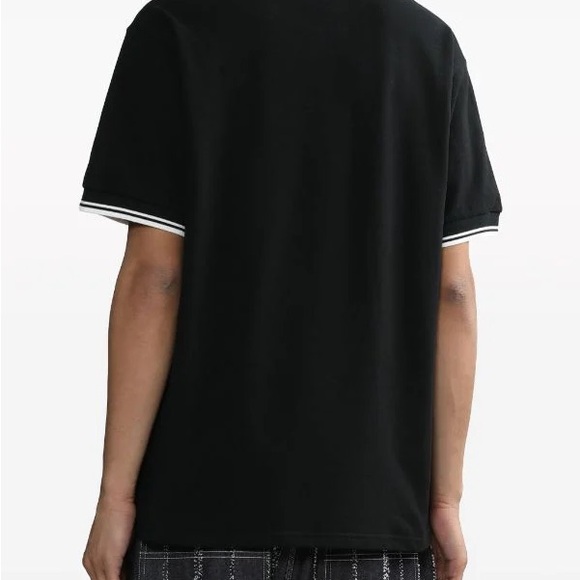 Needles Stripe Collar Embroidered Butterfly Polo In Black - Size  S/ M/L - Picture 11 of 14